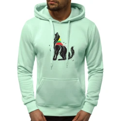 Mėtinės spalvos vyriškas džemperis su gobtuvu Vilkas