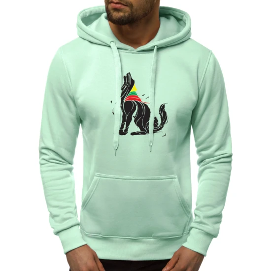 Mėtinės spalvos vyriškas džemperis su gobtuvu Vilkas JS/2009