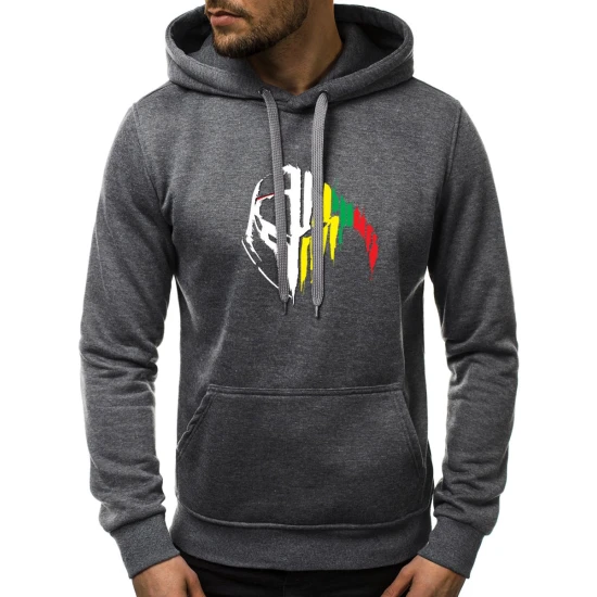 Tamsiai pilkos spalvos vyriškas džemperis su gobtuvu Riteris JS/2009