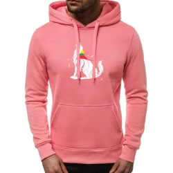 Tamsiai rožinis vyriškas džemperis su gobtuvu Vilkas