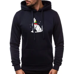 Tamsiai mėlynos spalvos vyriškas džemperis su gobtuvu Vilkas