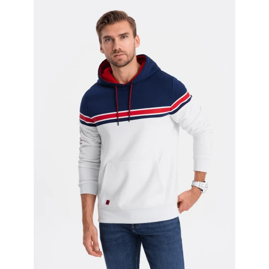 Baltas džemperis su gobtuvu Vona V1 OM-SSNZ-22FW-014