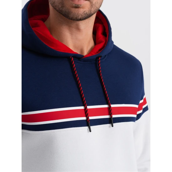 Baltas džemperis su gobtuvu Vona V1 OM-SSNZ-22FW-014