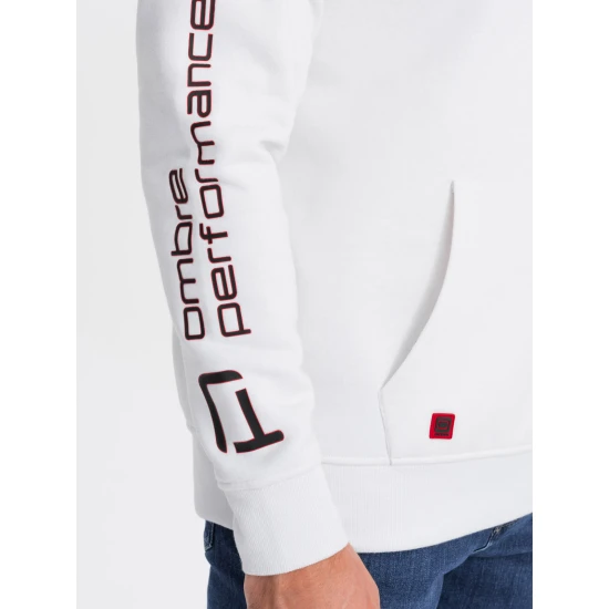 Baltas džemperis su gobtuvu Vona V1 OM-SSNZ-22FW-014