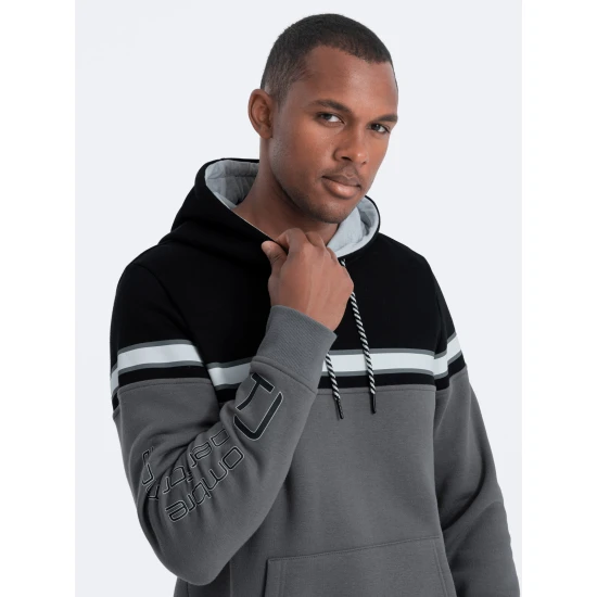 Tamsiai pilkas džemperis su gobtuvu Vona V2 OM-SSNZ-22FW-014