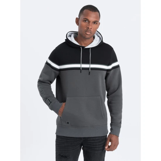 Tamsiai pilkas džemperis su gobtuvu Vona V2 OM-SSNZ-22FW-014