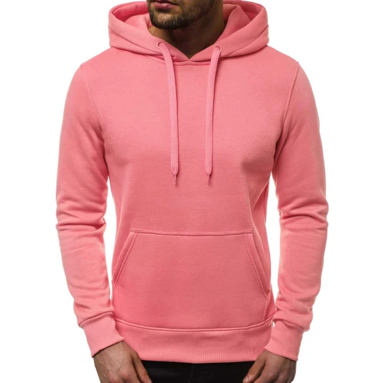 Rožinės spalvos vyriškas džemperis su gobtuvu Buvoli JS/2009