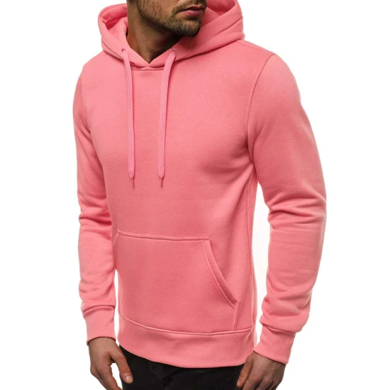 Rožinės spalvos vyriškas džemperis su gobtuvu Buvoli JS/2009