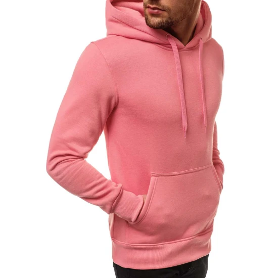 Rožinės spalvos vyriškas džemperis su gobtuvu Buvoli JS/2009