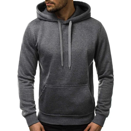 Tamsiai pilkos spalvos vyriškas džemperis su gobtuvu Buvoli Džemperiai su gobtuvu