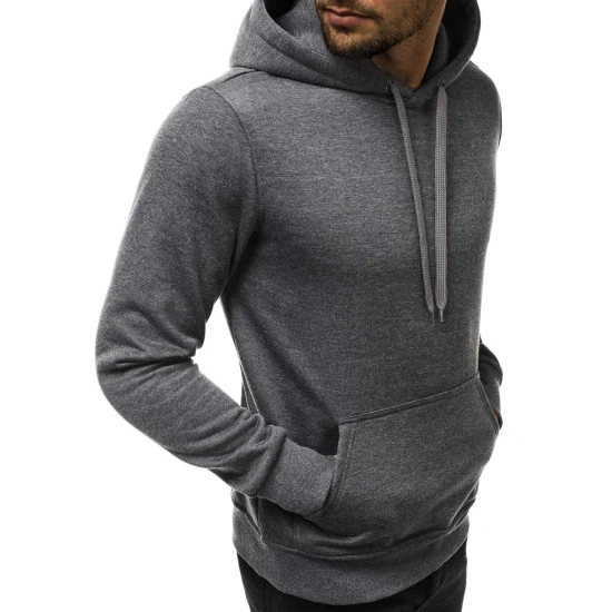 Tamsiai pilkos spalvos vyriškas džemperis su gobtuvu Buvoli Džemperiai su gobtuvu