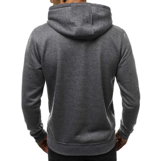 Tamsiai pilkos spalvos vyriškas džemperis su gobtuvu Buvoli Džemperiai su gobtuvu