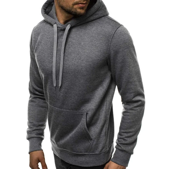 Tamsiai pilkos spalvos vyriškas džemperis su gobtuvu Buvoli Džemperiai su gobtuvu