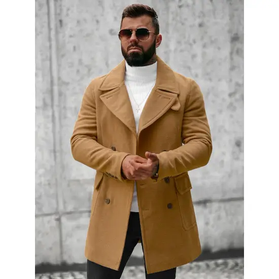 Vyriškas stilingas rudas rudas rudas paltas Nova JB/1048Z