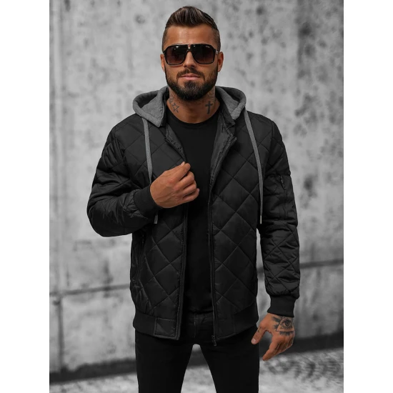 Juoda vyriška striukė su gobtuvu Lator su defektu Striukės