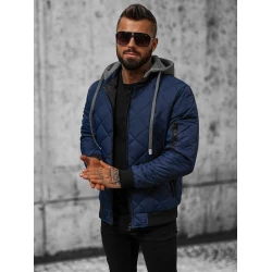 Tamsiai mėlyna vyriška striukė su gobtuvu Lator