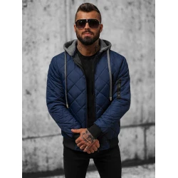 Tamsiai mėlyna vyriška striukė su gobtuvu Lator