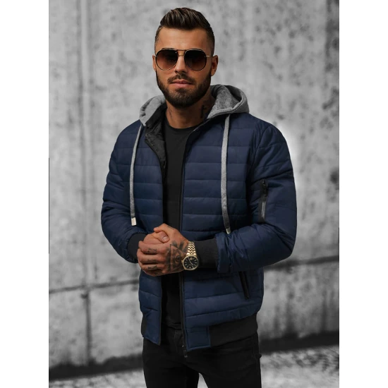 Tamsiai mėlyna vyriška striukė su gobtuvu Kidol Rudeninės / Pavasarinės