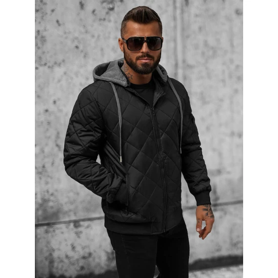 Juoda vyriška striukė su gobtuvu Lator JS/8M986/392