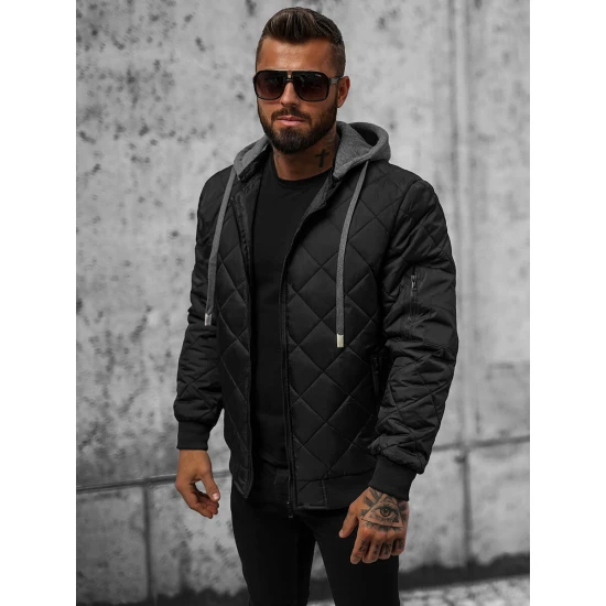 Juoda vyriška striukė su gobtuvu Lator JS/8M986/392