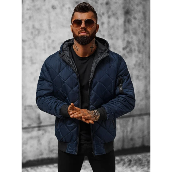 Vyriška tamsiai mėlynos spalvos striukė su gobtuvu Ogmina JS/MY21