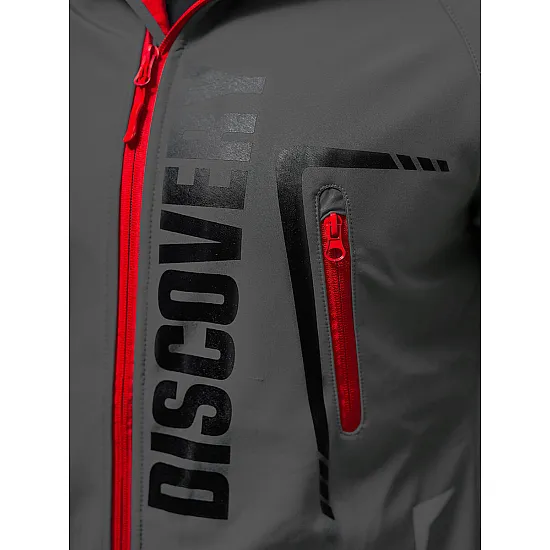 Akcija SoftShell striukė vyrams pilka su raudonomis detalėmis Cover JS/HH025/2B