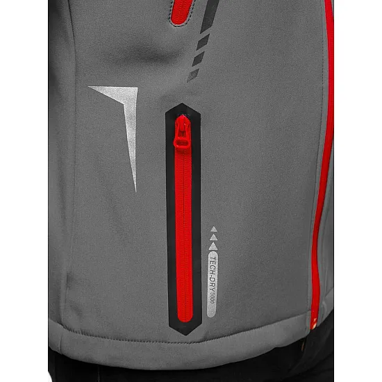Akcija SoftShell striukė vyrams pilka su raudonomis detalėmis Cover JS/HH025/2B