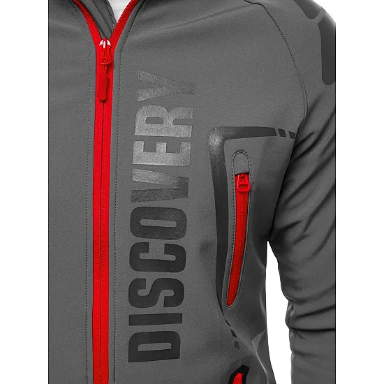 Akcija SoftShell striukė vyrams pilka su raudonomis detalėmis Cover JS/HH025/2B
