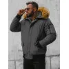 Bomber stiliaus žieminė tamsiai pilka vyriška striukė Lemor JS/201901