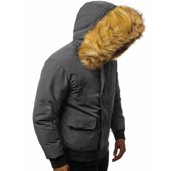 Bomber stiliaus žieminė tamsiai pilka vyriška striukė Lemor JS/201901