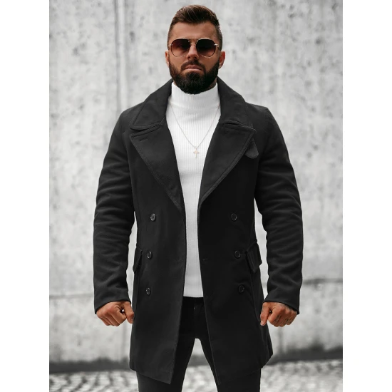 Stilingas juodas rudeninis vyriškas paltas Nova JB/1048Z