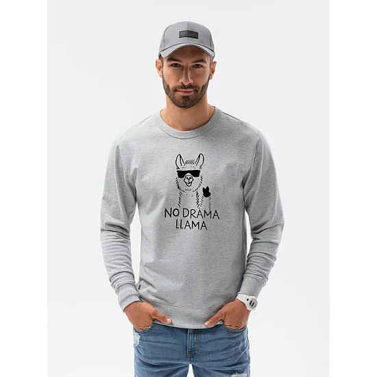 Akcija Šviesiai pilkos spalvos džemperis No drama Llama B1153 Premium