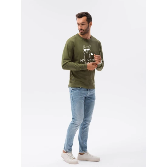 Chaki spalvos džemperis No drama Llama B1153 Premium