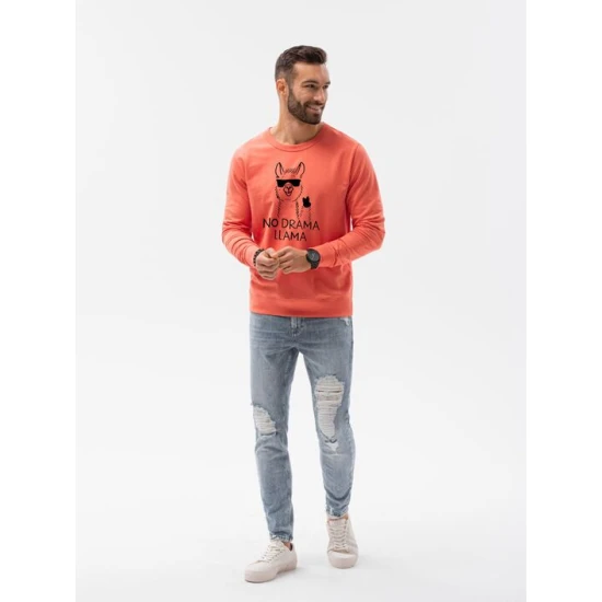 Koralinės spalvos džemperis No drama Llama B1153 Premium