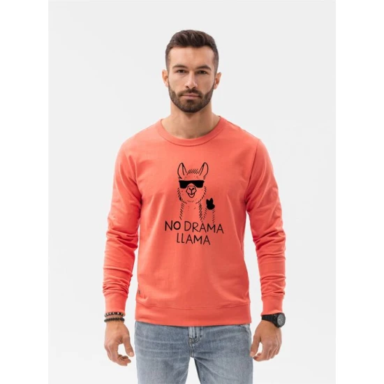 Koralinės spalvos džemperis No drama Llama B1153 Premium