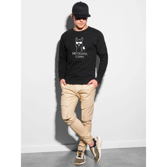 Juodos spalvos džemperis No drama Llama B1153 Premium