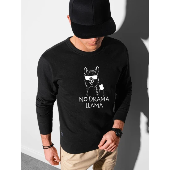 Juodos spalvos džemperis No drama Llama B1153 Premium