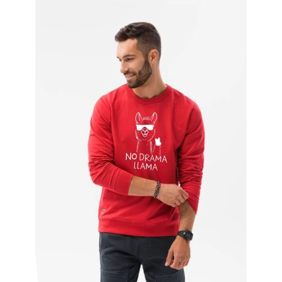 Raudonos spalvos džemperis No drama Llama B1153 Premium