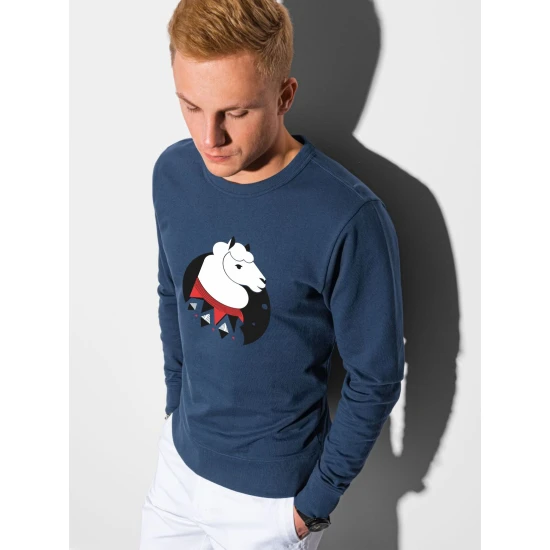 Tamsiai mėlynos spalvos džemperis Lama B1153 Premium