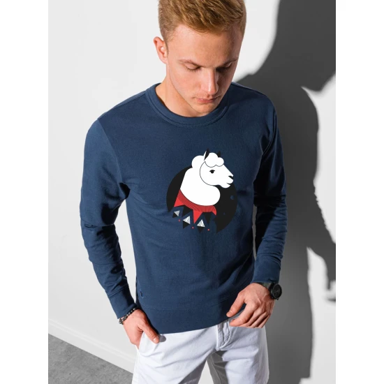 Tamsiai mėlynos spalvos džemperis Lama B1153 Premium