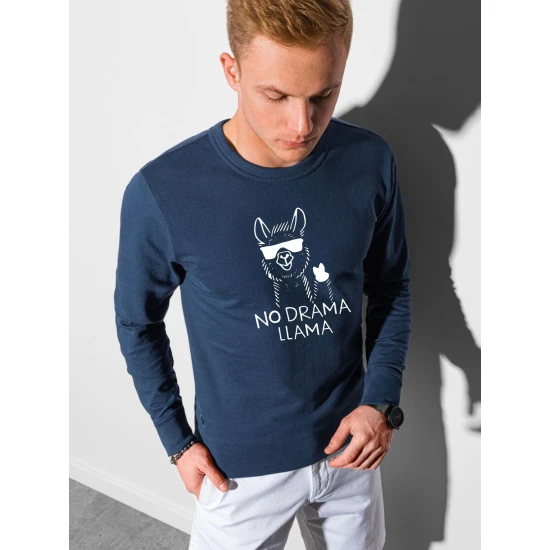 Tamsiai mėlynos spalvos džemperis No drama Llama B1153 Premium