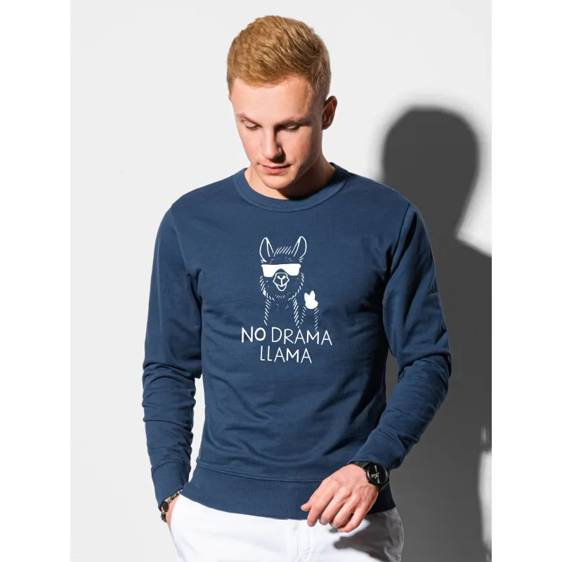 Tamsiai mėlynos spalvos džemperis No drama Llama B1153 Premium