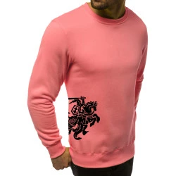 Vyriškas džemperis - rožinis su herbu ant šono Vytis