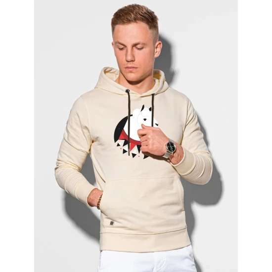 Gelsvos spalvos džemperis su gobtuvu Lama B1154 Premium