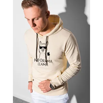 Желтоватый свитшот с капюшоном No drama Llama