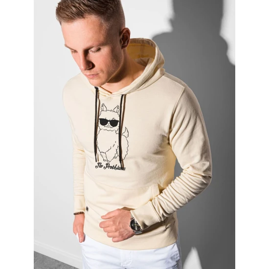 Gelsvos spalvos džemperis su gobtuvu No ProbLlama B1154 Premium