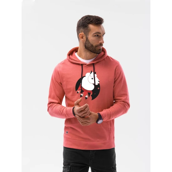 Rožinės spalvos džemperis su gobtuvu Lama B1154 Premium