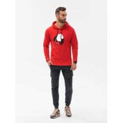 Raudonos spalvos džemperis su gobtuvu Lama