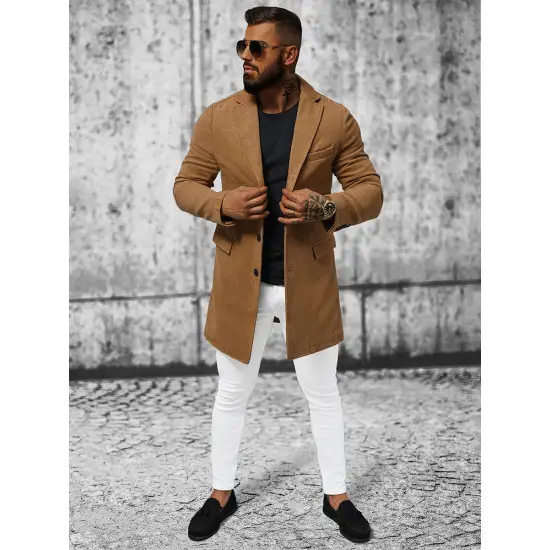 Elegantiškas rudas vyriškas paltas Sugal JB/1047Z-cx0359A