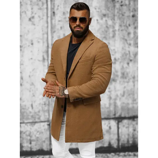 Elegantiškas rudas vyriškas paltas Sugal JB/1047Z-cx0359A